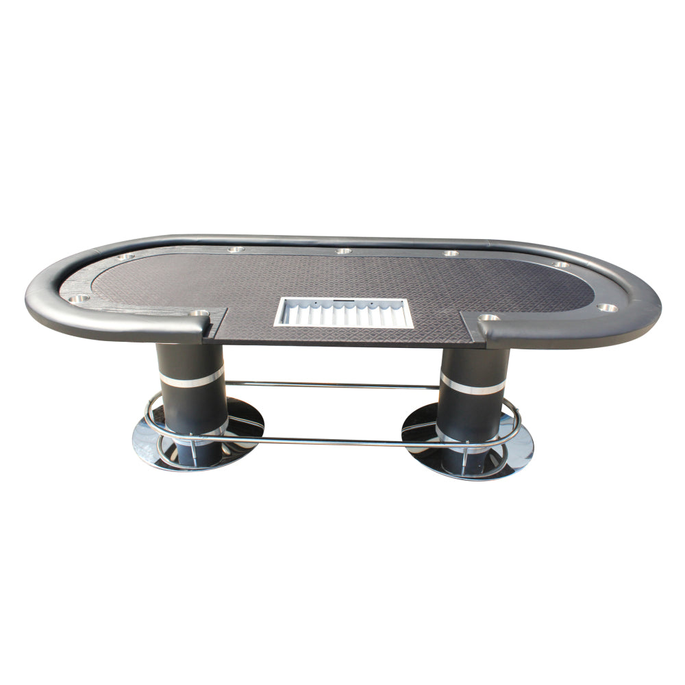 96" Poker Table for Casino Game Texas Holdem Oval Black Waterproof Felt with Racetrack