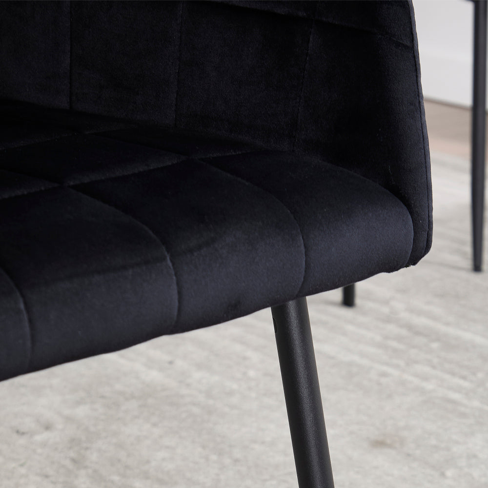 Dining Chairs Set of 2, Upholstered Kitchen Chairs with Comfortable Seat, velvet Dining Chairs with Armrests, Easy to Assemble and Clean, for Dining Room, Kitchen, Living Room,Black