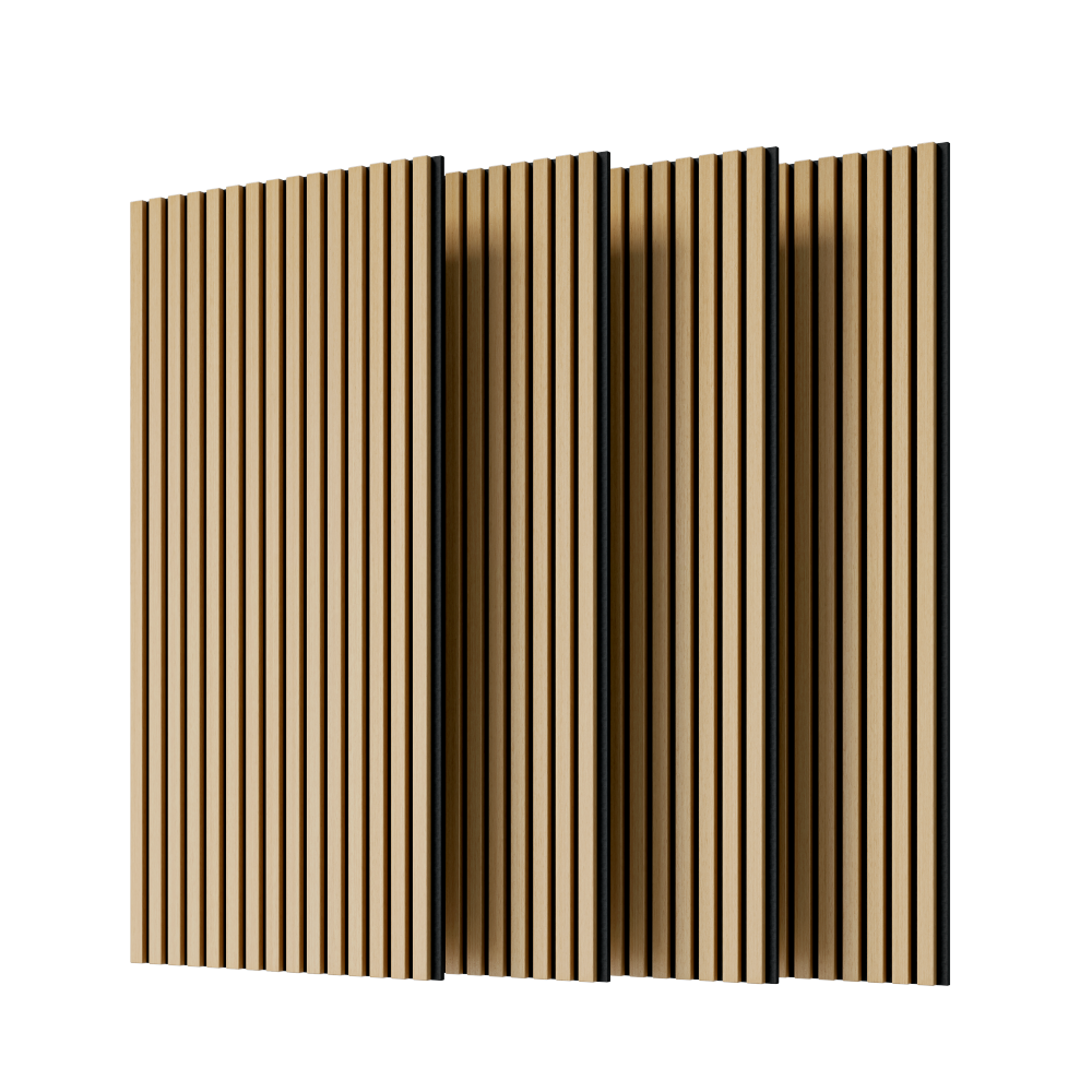 Wood Panels for Wall Slat Wall Panels, 4PC Wood Slat Acoustic Panels for Wall and Ceiling - 3D Fluted Sound Absorbing Panel with Three Sides Fully Wrapped on  Wood Finish -45.27''X23.62''(White Oak)