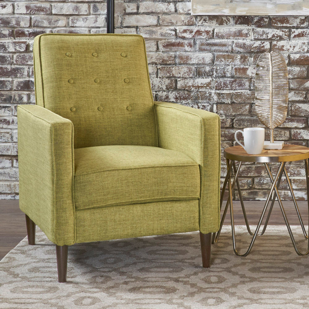 Fabric Recliner Chair Mid-Century Modern Recliner Pushback Single Recliner Sofa with Thicker Seat Cushion Tufted Upholstered Sofa with Wooden leg for Living Room Bedroom