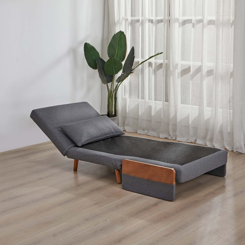 TRIO Modern Foldable Sofa Bed - Single-Seater with Breathable Linen Fabric, Converts in 10 Sec, 6-Level Adjustable Backrest, Silent Hinges, Space-Saving Multi-Functional Sleeper Sofa.