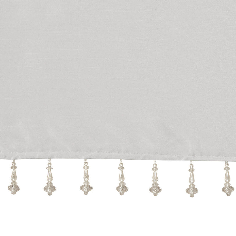 Lightweight Faux Silk Valance With Beads Silver 50x26"