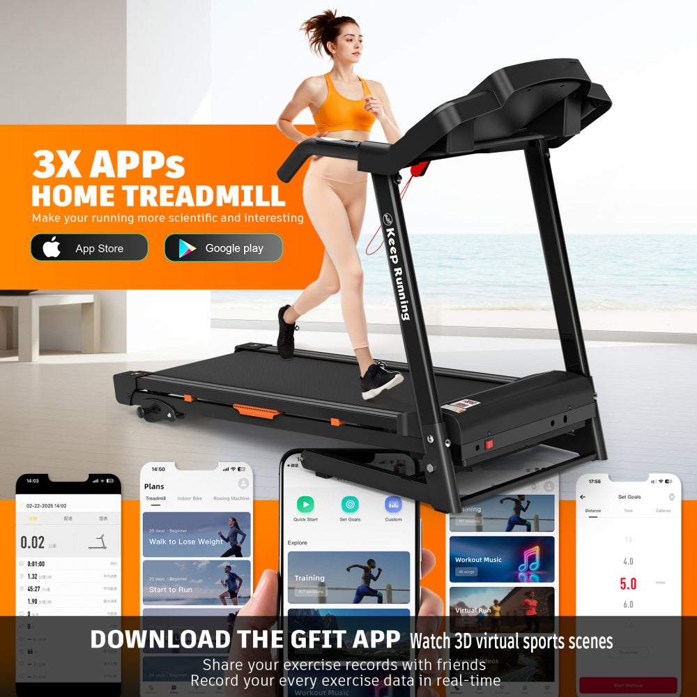 Foldable Treadmill with Incline, Folding Treadmill for Home Electric Treadmill Workout Running Machine, Handrail Controls Speed, Pulse Monitor,APP