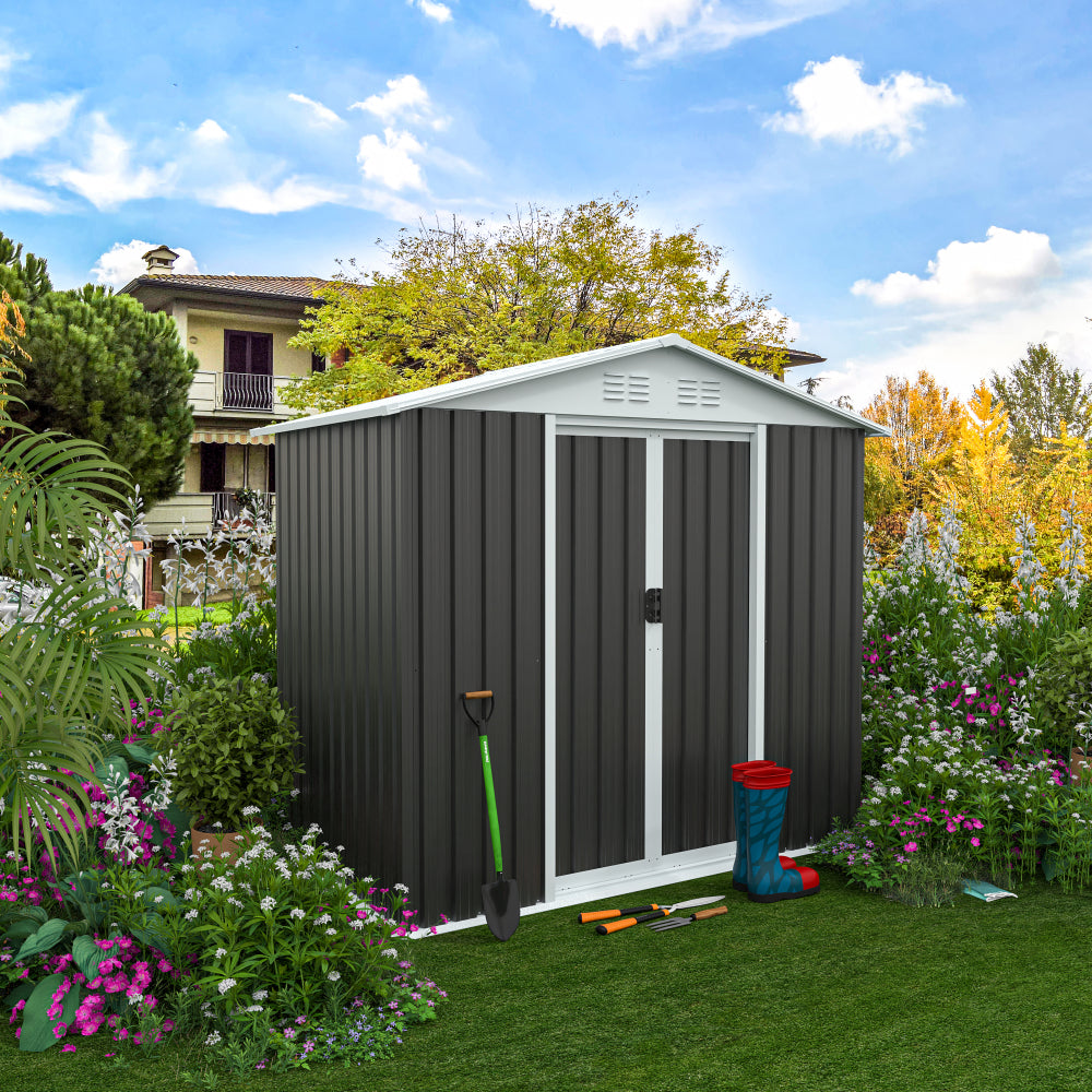 5X3 Feet Dark Grey Outdoor Storage Shed With Aluminum Alloy Frame (old SKU W2794P195736)