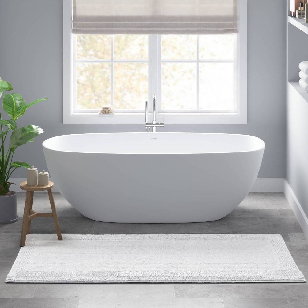 100% Cotton Tufted 3000 GSM Reversible Bath Rug Charcoal 21x34"