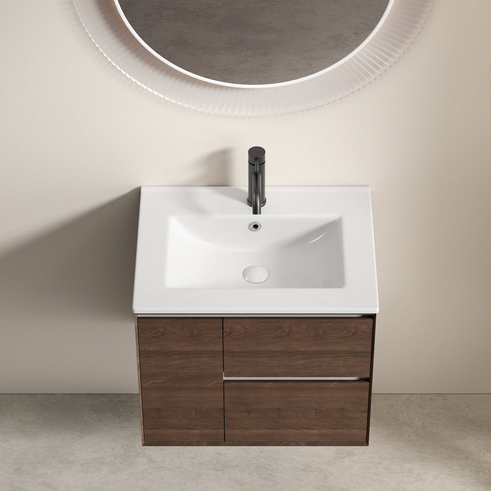 24 inch Bathroom Vessel Sink, Ceramic Bathroom Vanity Sink Top without Overflow,  Convenient for Storing Personal Items - Glossy White