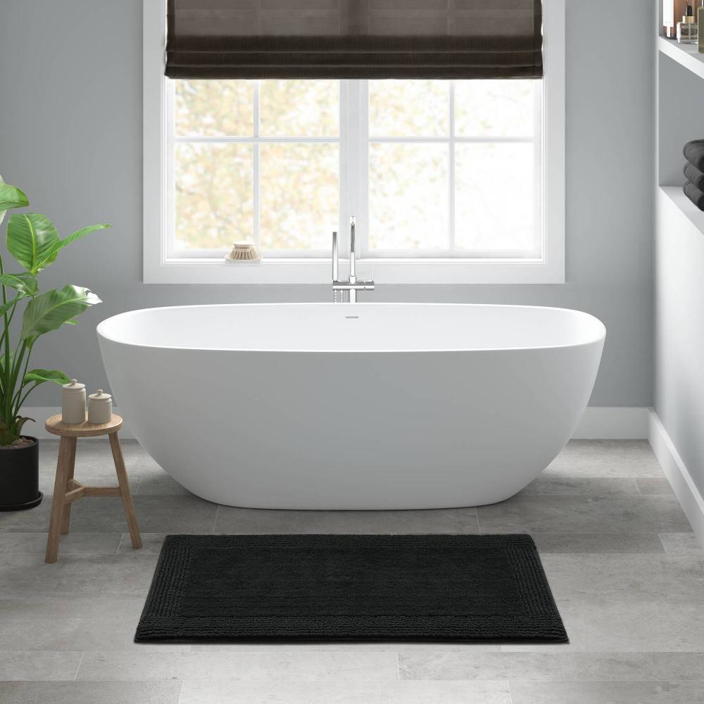 100% Cotton Tufted 3000 GSM Reversible Bath Rug Charcoal 21x34"