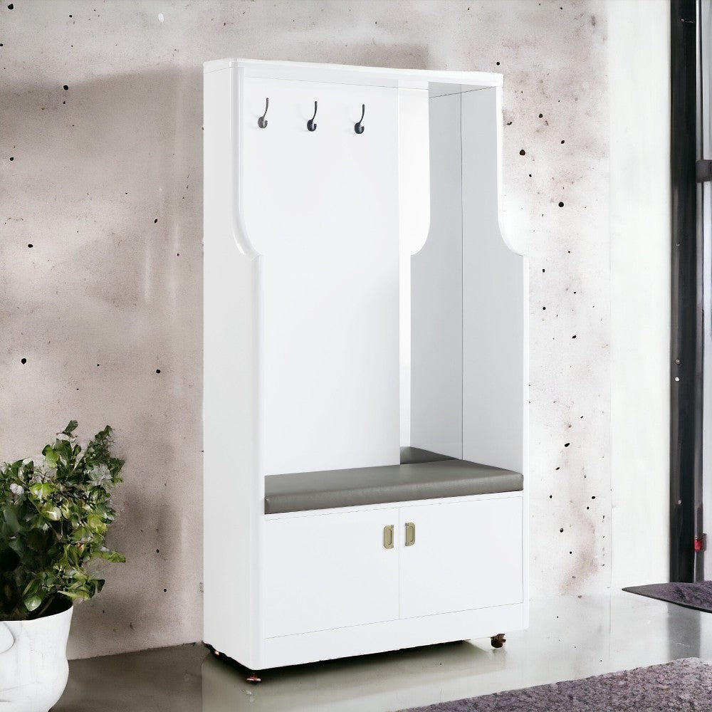 Buck II White High Gloss Finish Hall Tree