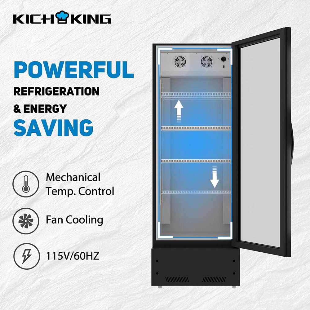 16.5 Cu. Ft Commerical Merchandiser Refrigerator, Reach-in Beverage Cooler with LED Lightning for Shop Restaurant Bar, ETL Approved, Black