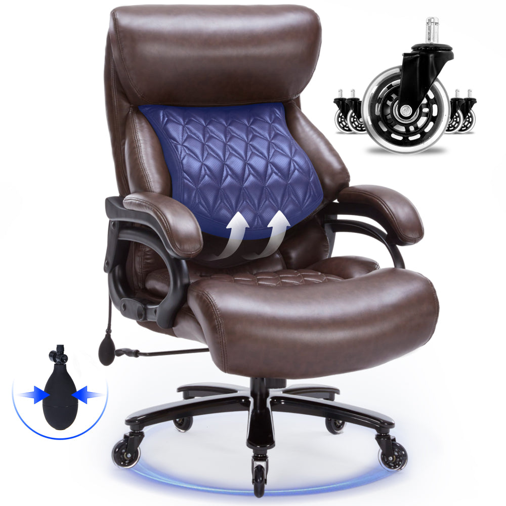 600LBS Large Heavy Duty Office Chair,Big and Tall Office Chair for Heavy People, High Back Executive Desk Chair with Pocket Spring Cushion, Desk Chair with Quiet Rubber Wheel