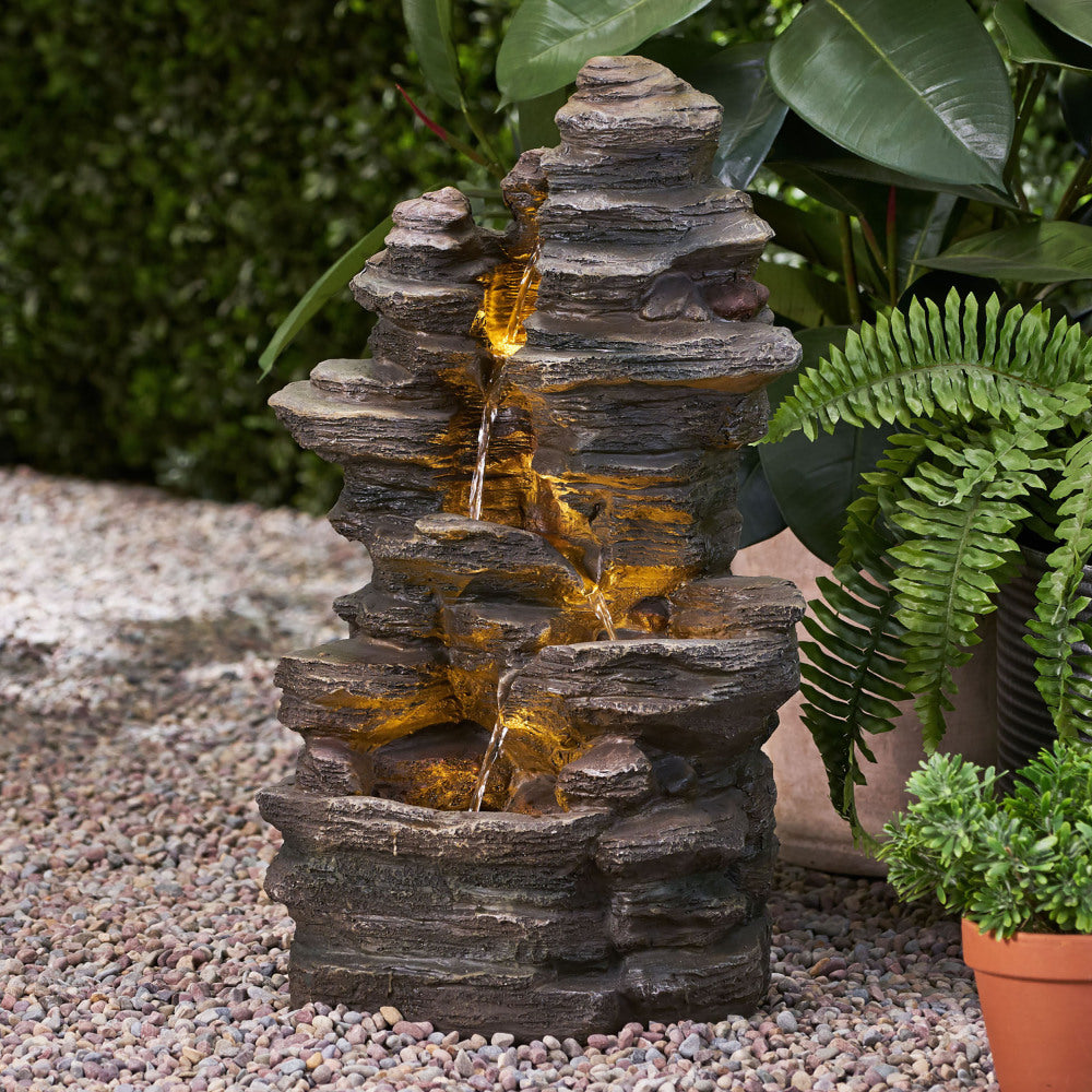 APACHE 4 TIER FOUNTAIN, Candler Outdoor Fountain, Stone Gray, No Assembly Required