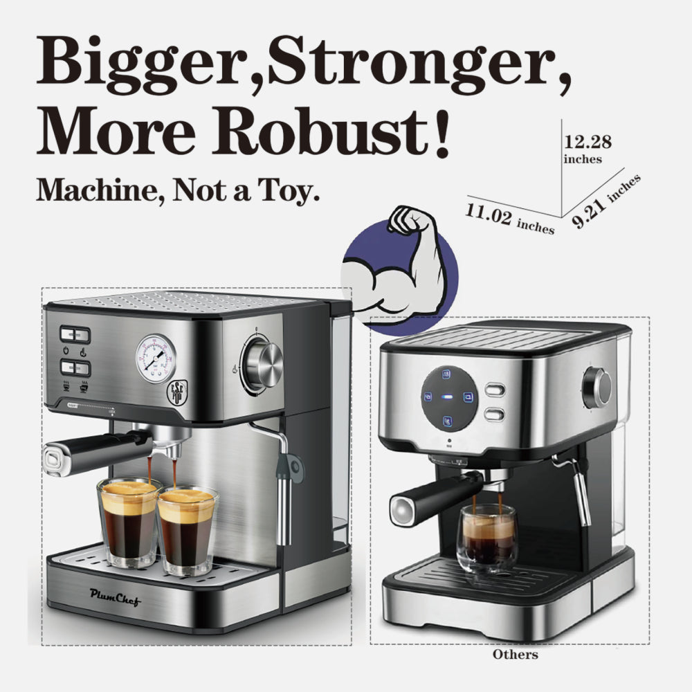 20 Bar Professional Espresso Machine with Milk Frother, Single & Double Shot, ESE Pod Compatible, Pressure Display, Removable Water Tank for Cappuccino, Latte, & Macchiato – Home Barista Edition