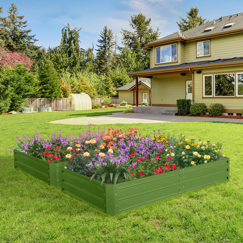 6 x 3 x 1 ft (2 pack) Metal Garden Bed,Outdoor Planter Box Metal Patio Kit Planting Bed for Vegetables Flowers Herb,Green