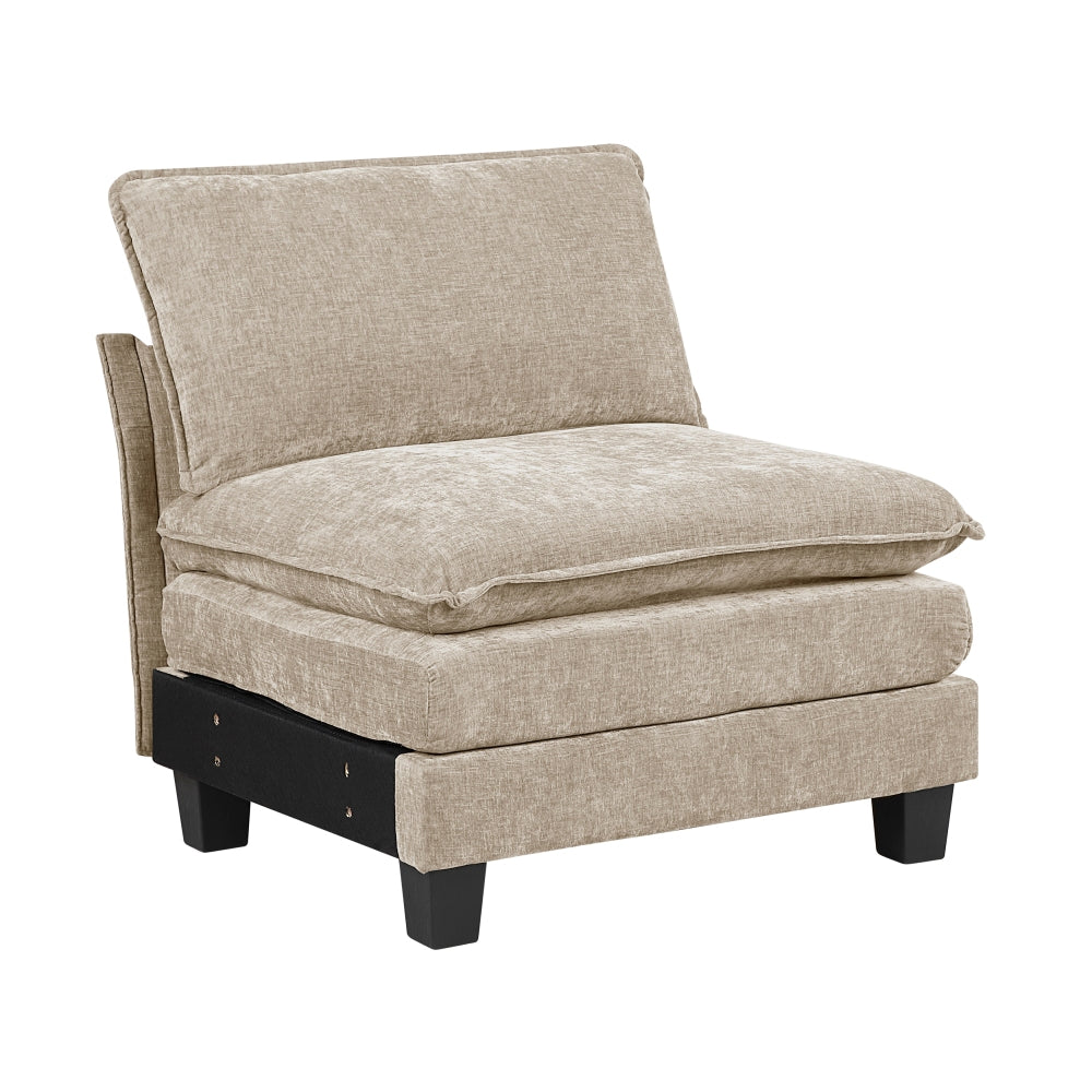 Modern Style 2pcs Arms with Adjustable Pillow Top Taupe Chenille Fabric Upholstery Contemporary Living Room Furniture Plush Comfort