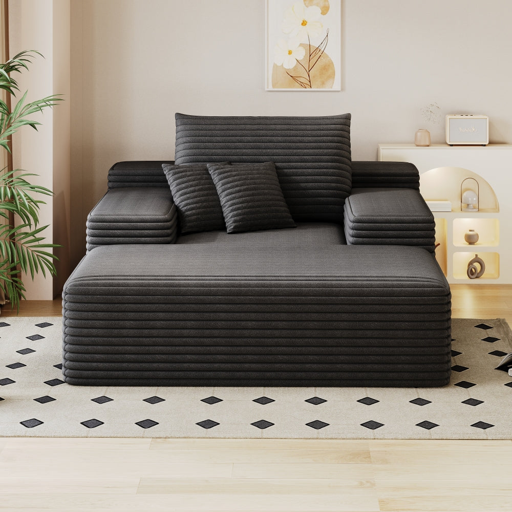 68"*51" Chaise Lounge Chair Indoor, Oversized Upholstered Sofa Bed, Sleeper Couch Reading Chairs Fluffy Plush Faux Fur Cloud Sofas Couches for Living Room,Dark Grey