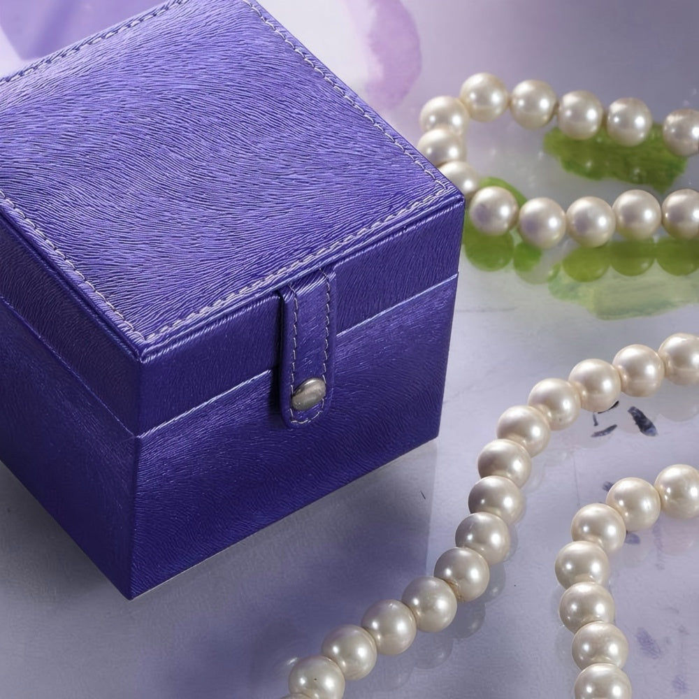 4" Long Travel Jewelry Case, Square Shaped, Azure Blue
