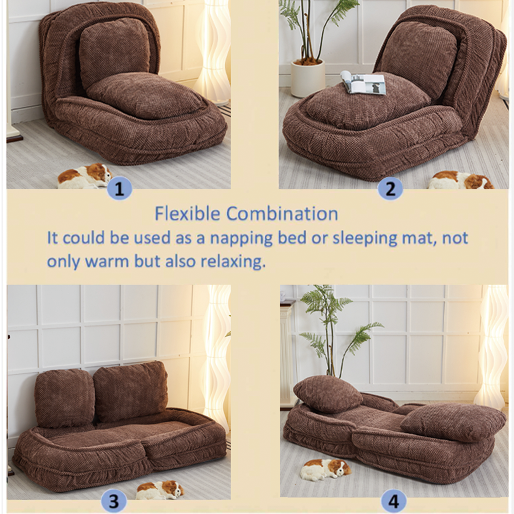 [VIDEO provided] Human Dog Bed ,Lazy Sofa Couch ,5 Adjustable Position,sit,sleep,fold,suit to put in bedroom, living room ,Space Saving Design ,Brown