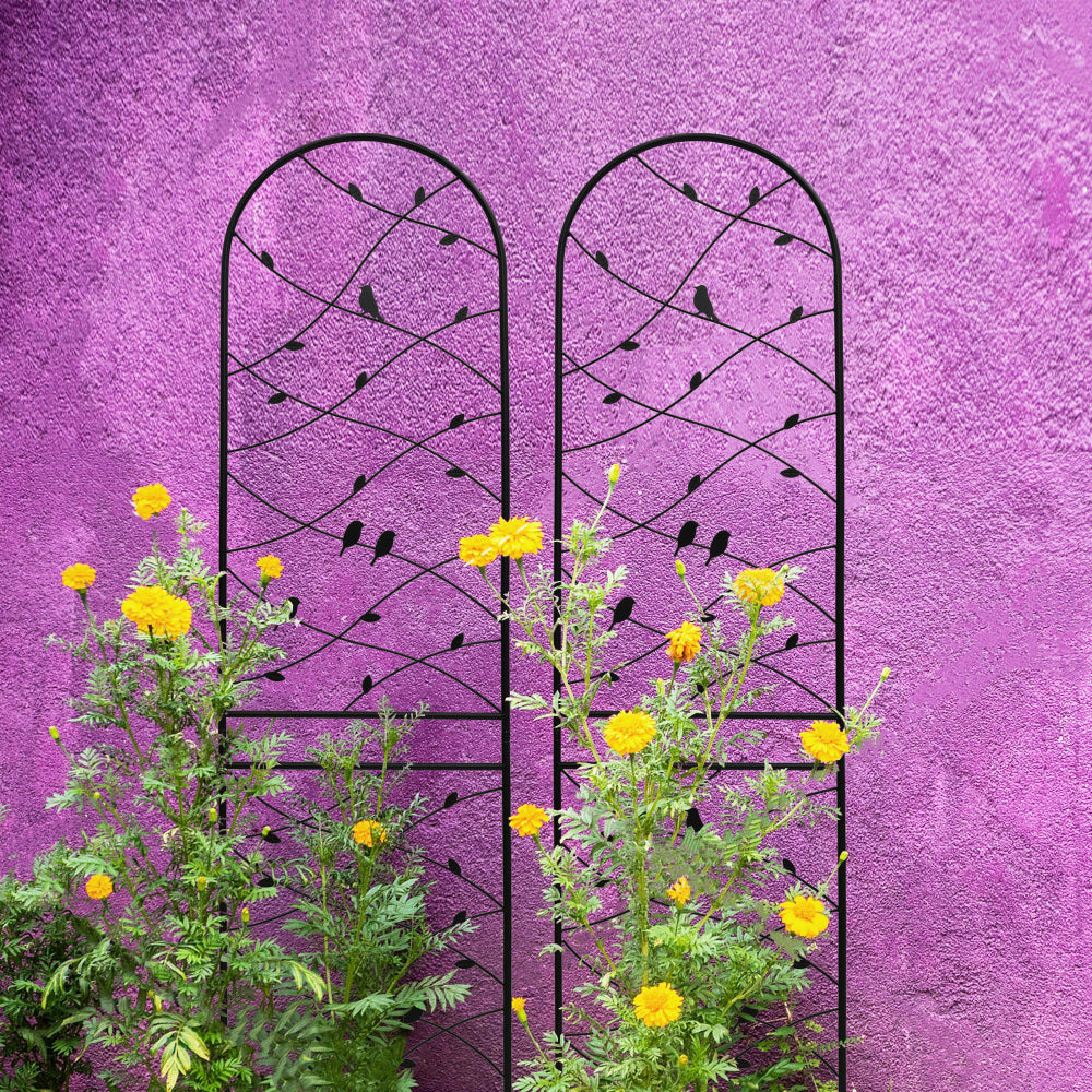 2 Pack Metal Garden Trellis 86.7" x 19.7" Rustproof Trellis for Climbing Plants Outdoor Flower Support Bird Deco Black
