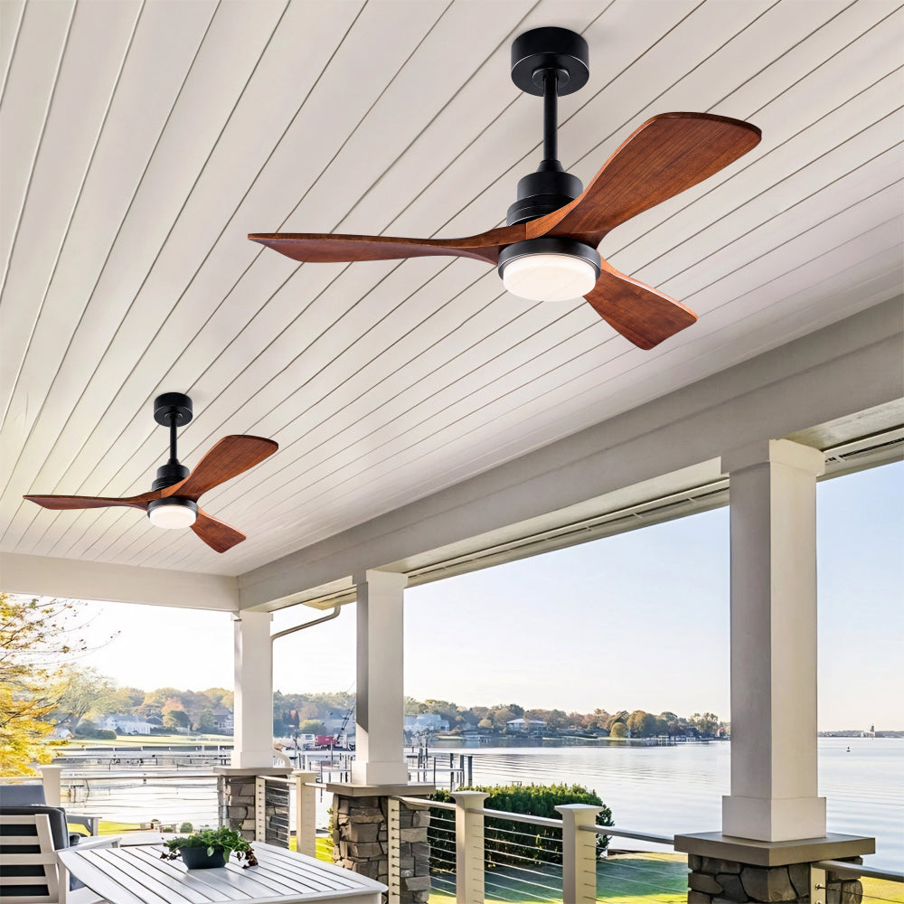 Hot sales 42 Inch Ceiling Fans with Lights and Remote, Outdoor Ceiling Fan for Patios with Light 3 Blades Modern Ceiling Fan Noiseless Reversible DC Motor, Wood Fan for Farmhouse