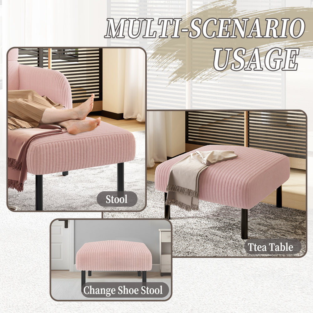 UNITED WE WIN Small Ottoman Footstool with Legs, Corduroy Fabric Ottoman Foot Stool with Soft Padded seat, Square Footstool Footstool for Living Room