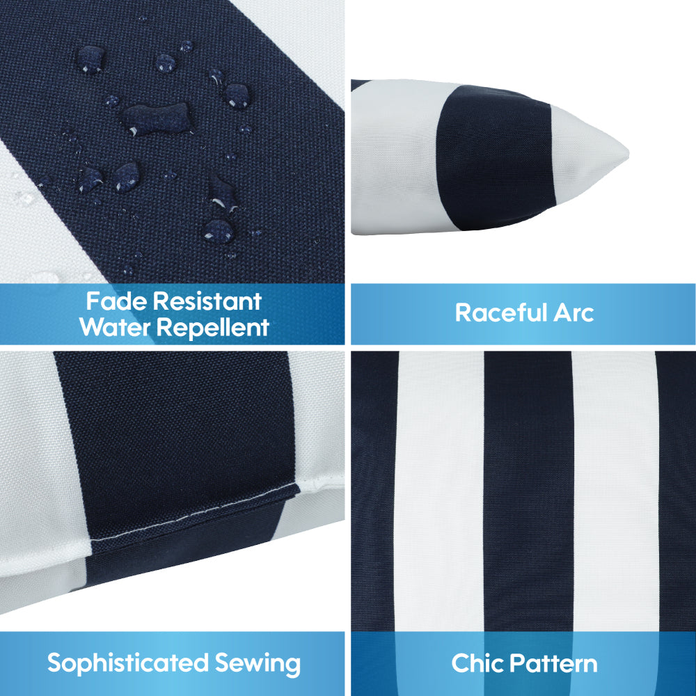 2 Pack Outdoor Throw Pillows, Waterproof & Fade-Resistant Patio Cushions for Garden, Porch, Poolside Furniture - Soft & Comfortable Decorative Pillow Covers (18x18 Inch, Blue white strpie)