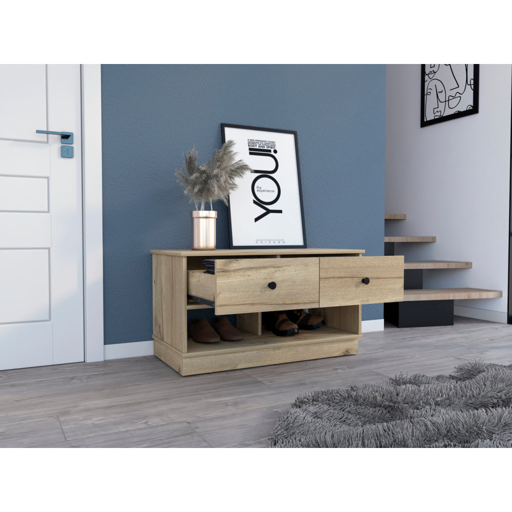 Tulip Storage Bench, Two Drawers, Two Shelves