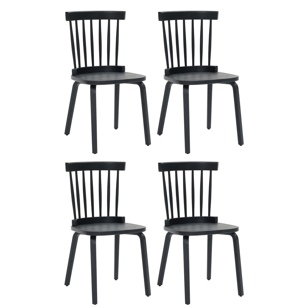Wood Dining Chairs Set of 2 Farmhouse Spindle Back, Widen Seat, Modern Mid-Century Country Style, Black
