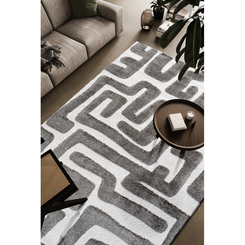 Luna Meara Gray and Ivory Recycled Polyester Area Rug