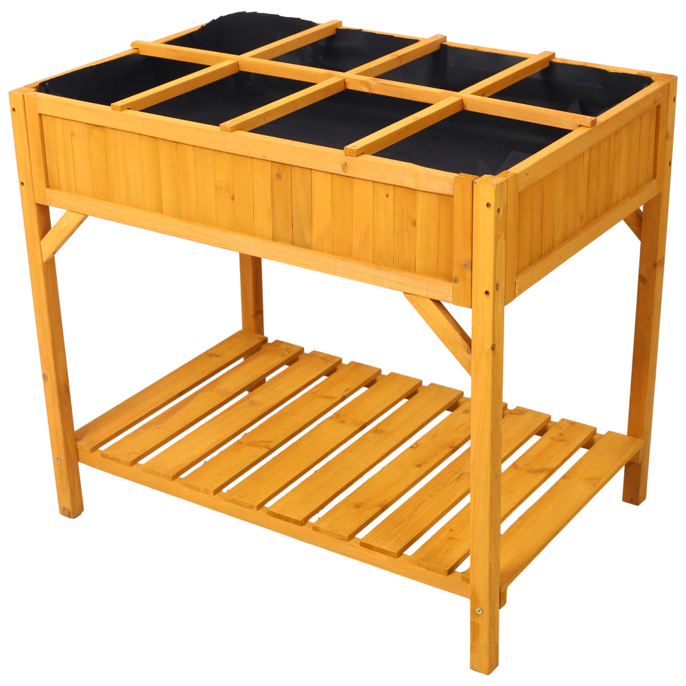 3-Tiers Raised Garden Bed with Trellis, 53" H Vertical Planter Box with Wheels & Back Storage Area, for Flowers, Vegetables, Herbs, Natural