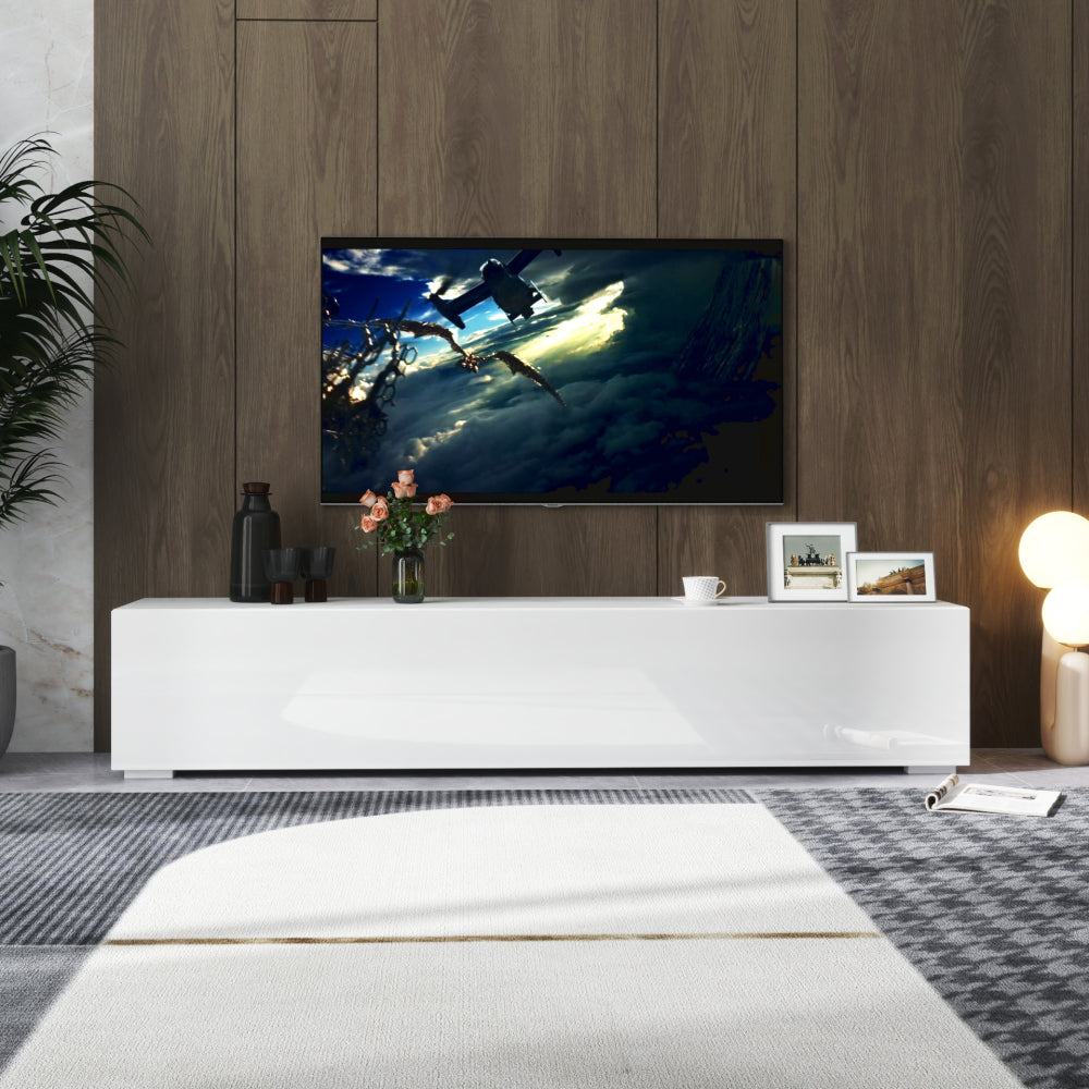 Modern Black TV Stand, 20 Colors LED TV Stand w/Remote Control Lights