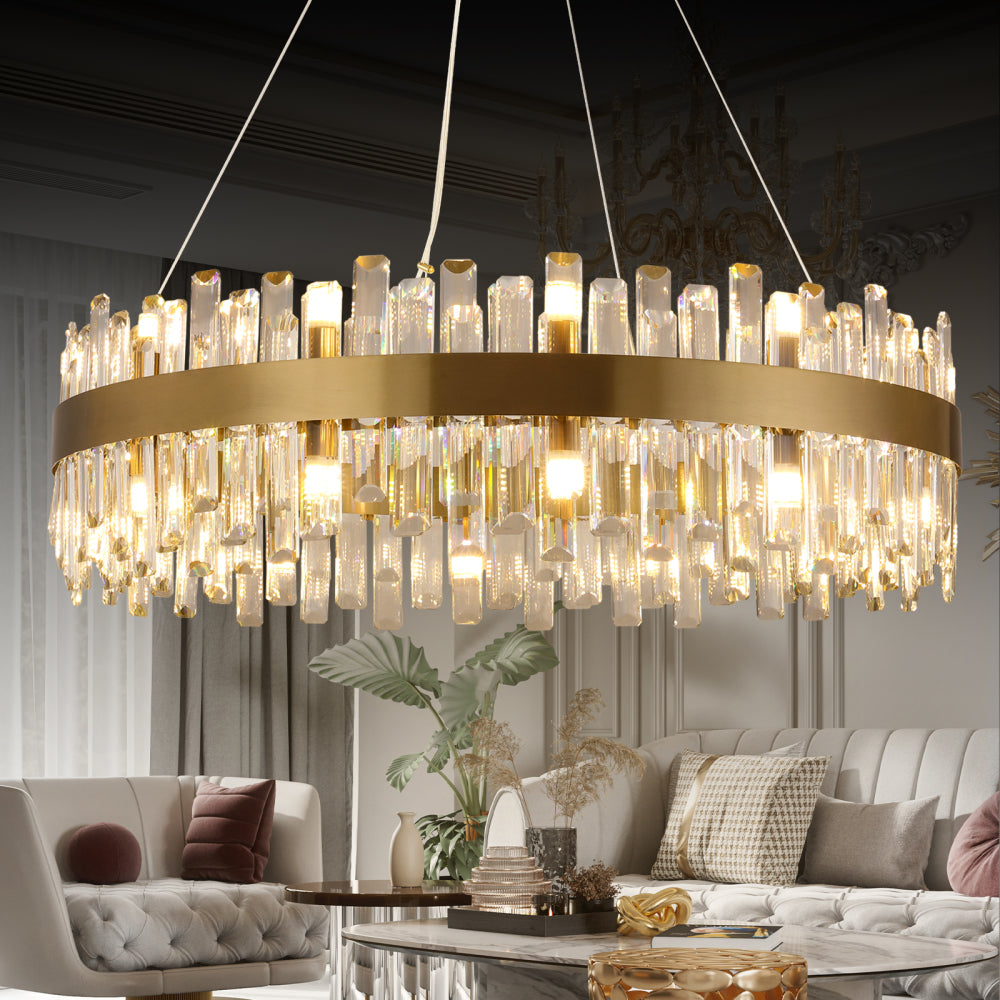 36-Inch Modern Luxury Gold Crystal Chandelier for Dining Room, 24-Light French Empire Ceiling Light with Premium Crystals, Elegant Statement Lighting for Living Room or Bedroom