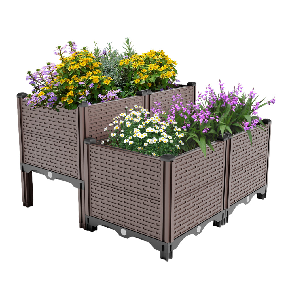31.5x31.5x19.6in Raised Garden Beds Outdoor, Polypropylene Planter Boxes Outdoor for Vegetables, Flowers, Herbs, Garden Box with Drain Outlet, Heat and Frost Resistance Planters, 440lb Capacity