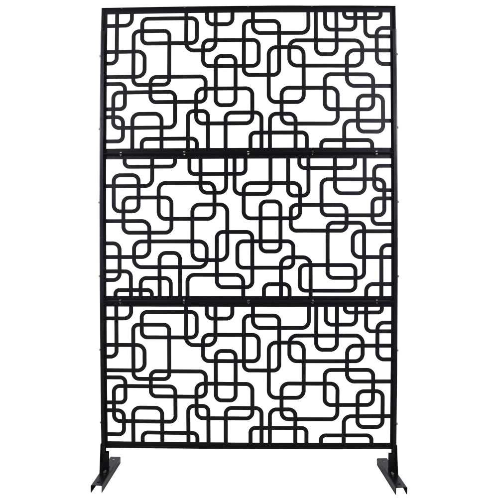Outdoor & Indoor Privacy Screen Metal Privacy Screen 76" H×48" W, Freestanding Decorative Privacy Screen for Deck Balcony Patio, Privacy Fence Panels for Outside Lawn Garden PS114 BLACK, LIGHT