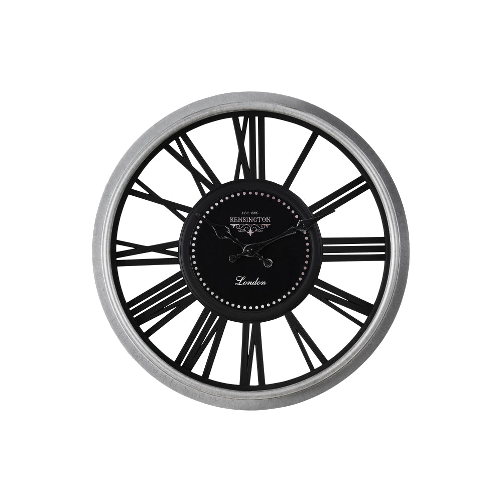 Clocks, 16" Round, Wall Clock, Silver, Black, Transitional