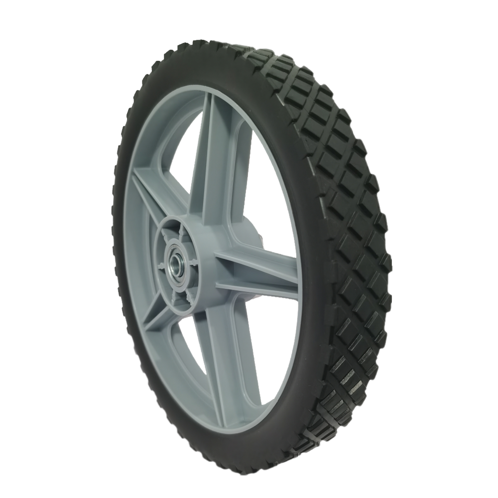 12" Spoked Plastic Wheel and Tire,  Universal Replacement Wheel for Lawn Mowers and DIY Trolley Wagon Cart 10 Pack