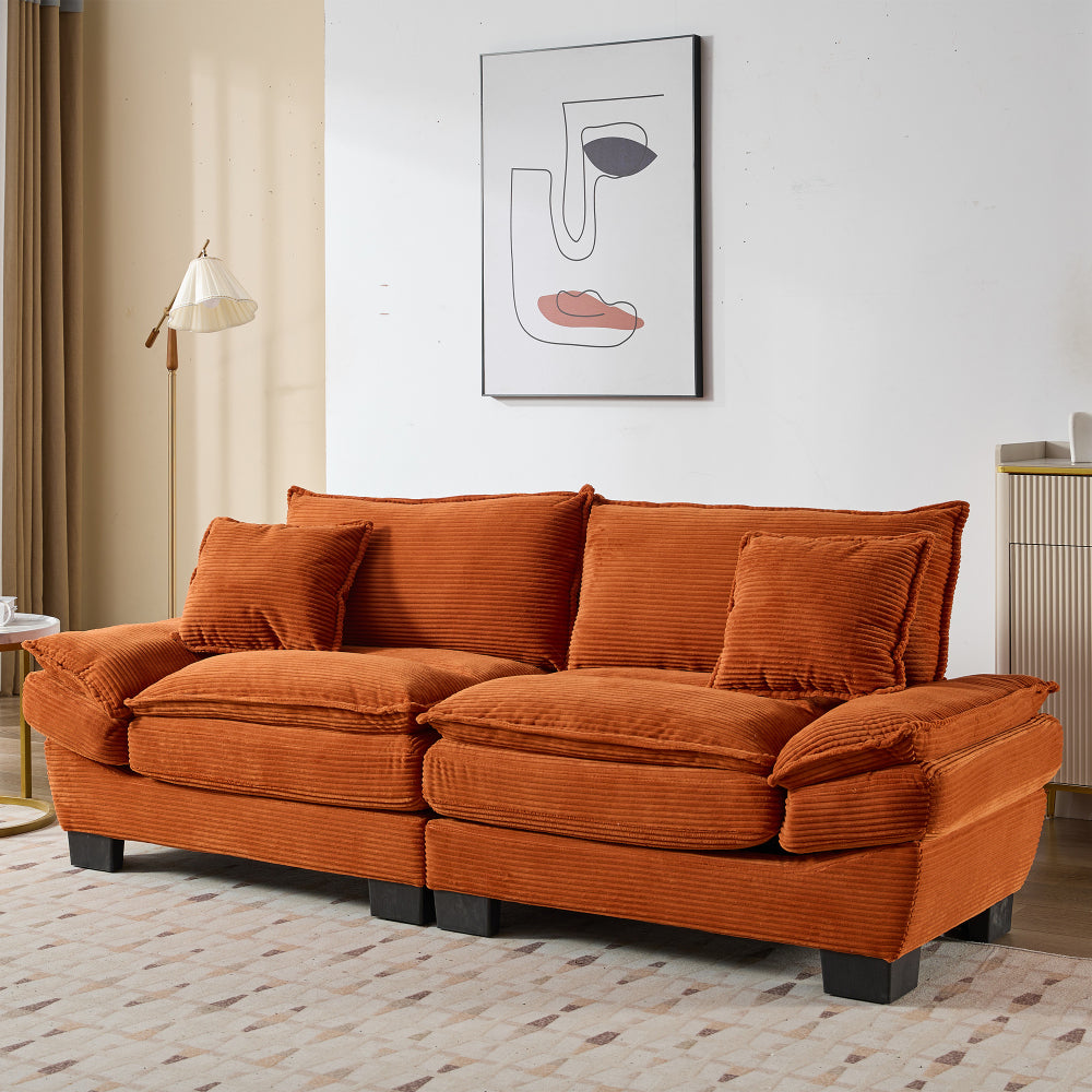 Corduroy Sofa Sleeper Couch Loveseat Sofa with Pillows Comfy Upholstered Deep Seat Sofa for Bedroom,Living Room,Apartment,Office,Dorm-Blue Corduroy