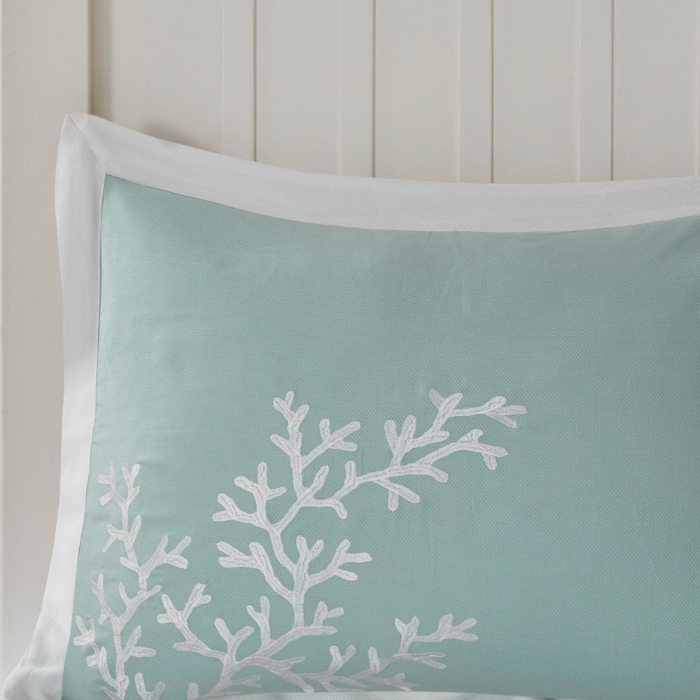 Oversized Cotton Jacquard Comforter Set Aqua King