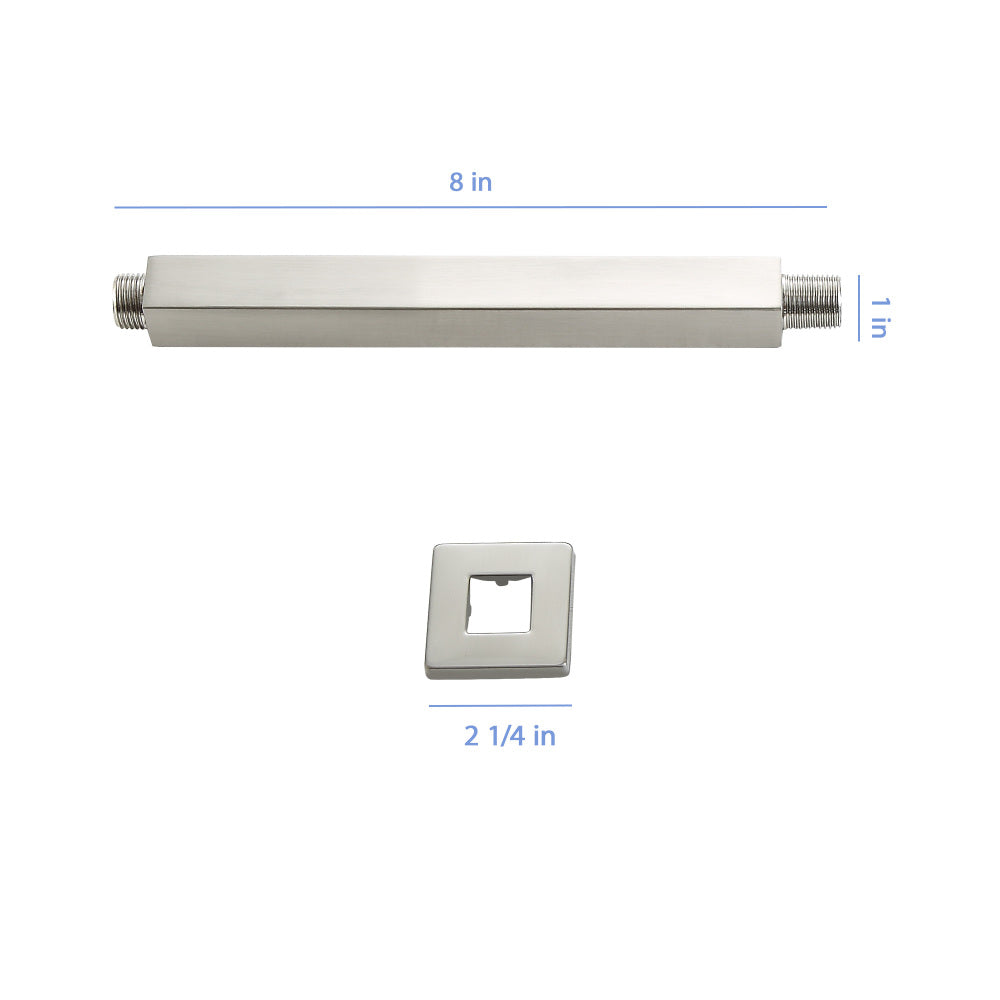 8" Ceiling Mounted Shower Arm with Flange, Brushed Nickel