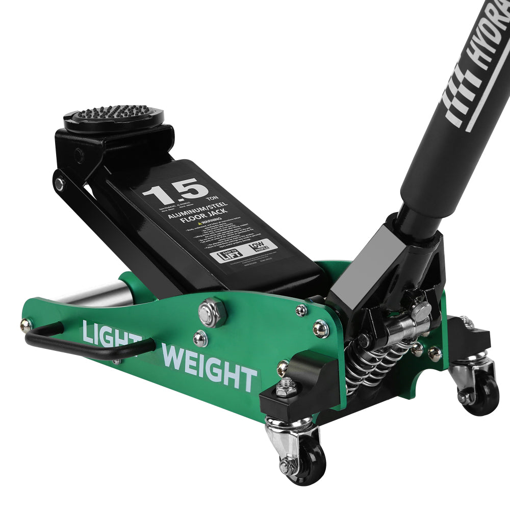 Hydraulic Low Profile Aluminum and Steel Racing Floor Jack with Dual Piston Quick Lift Pump, 1.5 Ton (3,000 lb) Capacity, Blue