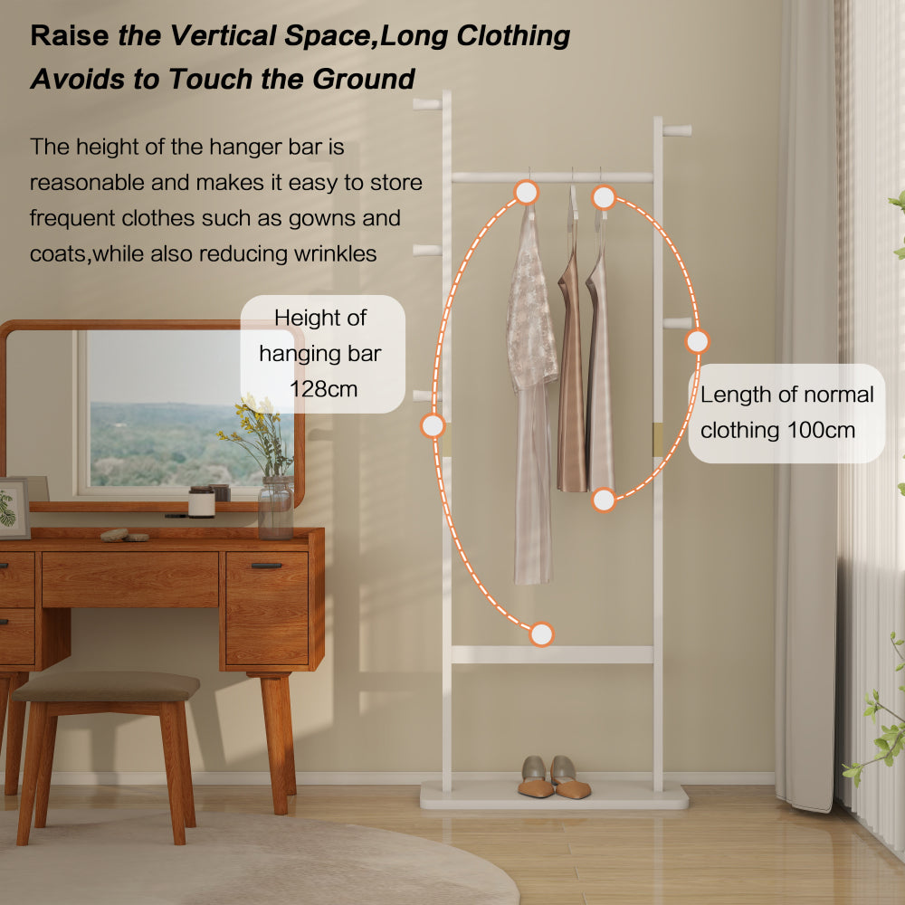 Coat Racks solid wood hanger 23.6* 11*64.1in Solid environmental protection easy to assemble beautiful can be placed in the bedroom/entrance/living room (white)