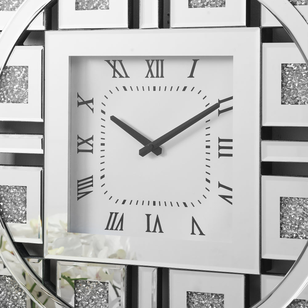 Wall Clock in Mirrored & Faux GemStones