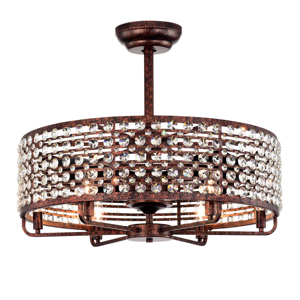 Dia 26.8 inch Chandelier Ceiling Fan ,Crystal  Shade Ceiling Fan with Remote Control,3 ABS Blade--4-light( No Include Bulb)