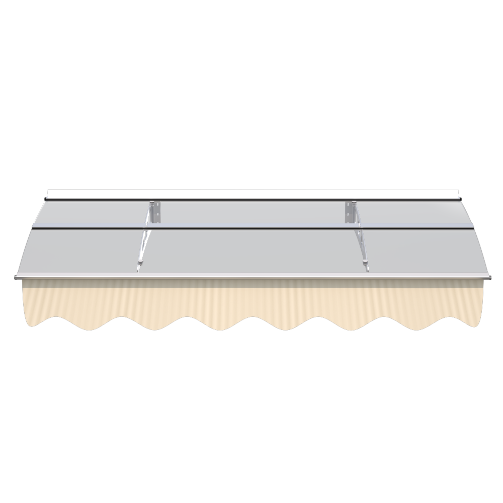 5934W Series Door Window Awning Canopy W59"xD34" Made of 0.137Inch /3.5mm Thick Virtually Crystal Solid Polycarbonate Sheet with Polyester Valance for Wooden House.