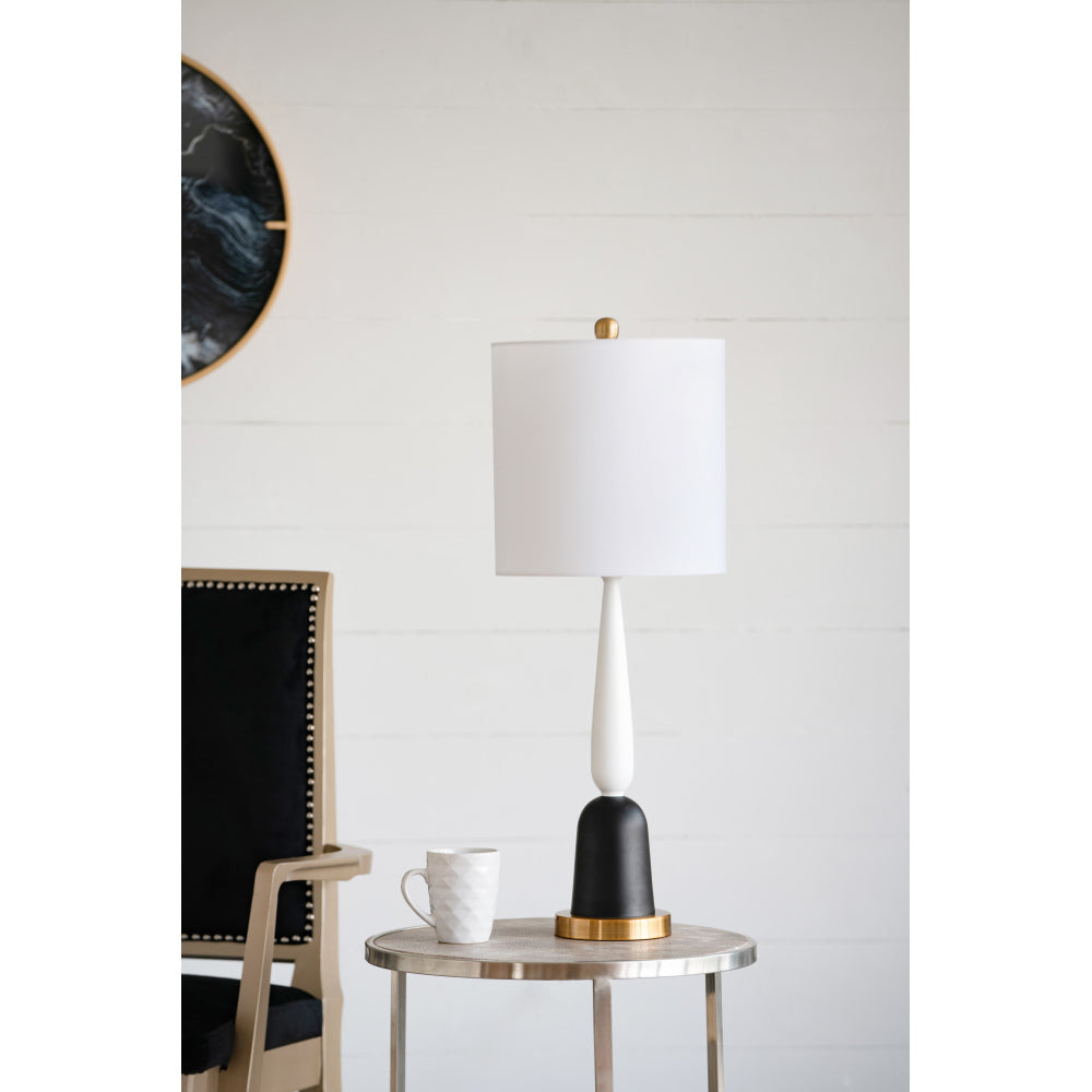 16x16x29.8" Gold and Black Table Lamp with Contemporary Disc Design