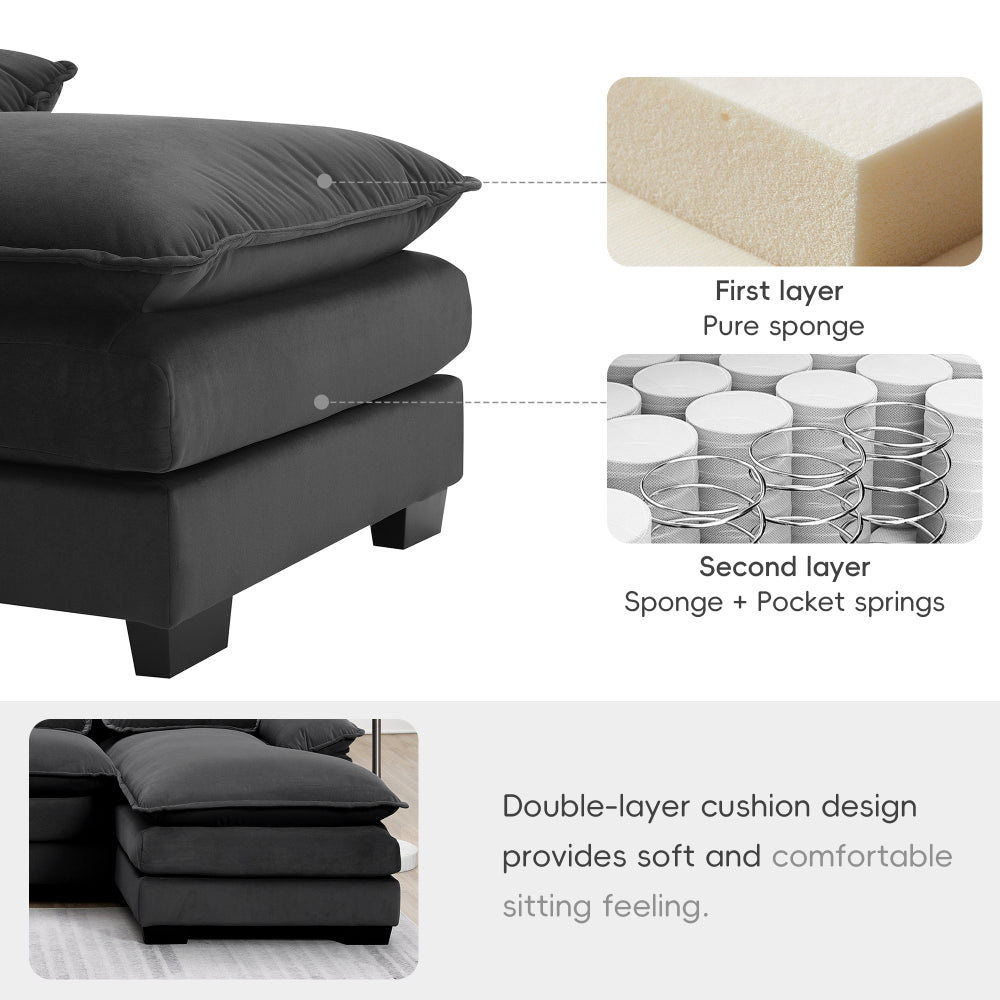 [VIDEO provided][New]109.8*55.9" Modern U-shaped Sectional Sofa with Waist Pillows,6-seat Upholstered Symmetrical Sofa Furniture,Sleeper Sofa Couch with Chaise Lounge for Living Room,Apartment,5 Color