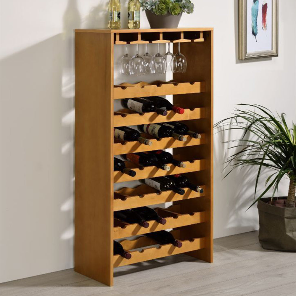 Wooden Wine Rack with 7 Tier Shelf, Oak