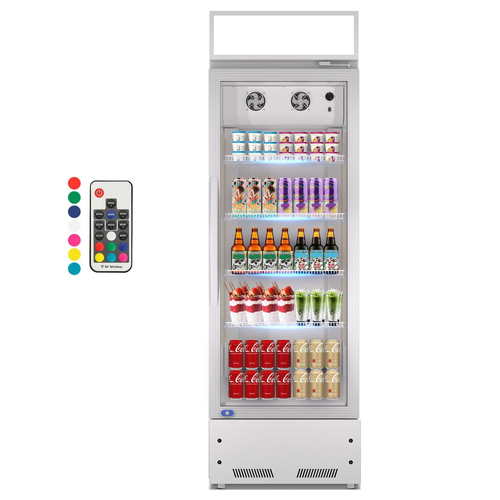8 Cu.ft Merchandiser Refrigerator, 35~46℉, 21.7" W Glass Door Upright Display Refrigerator, Beverage Cooler, LED Lighting, Drink Fridge-Black, for Home Restaurant Grocery Silver