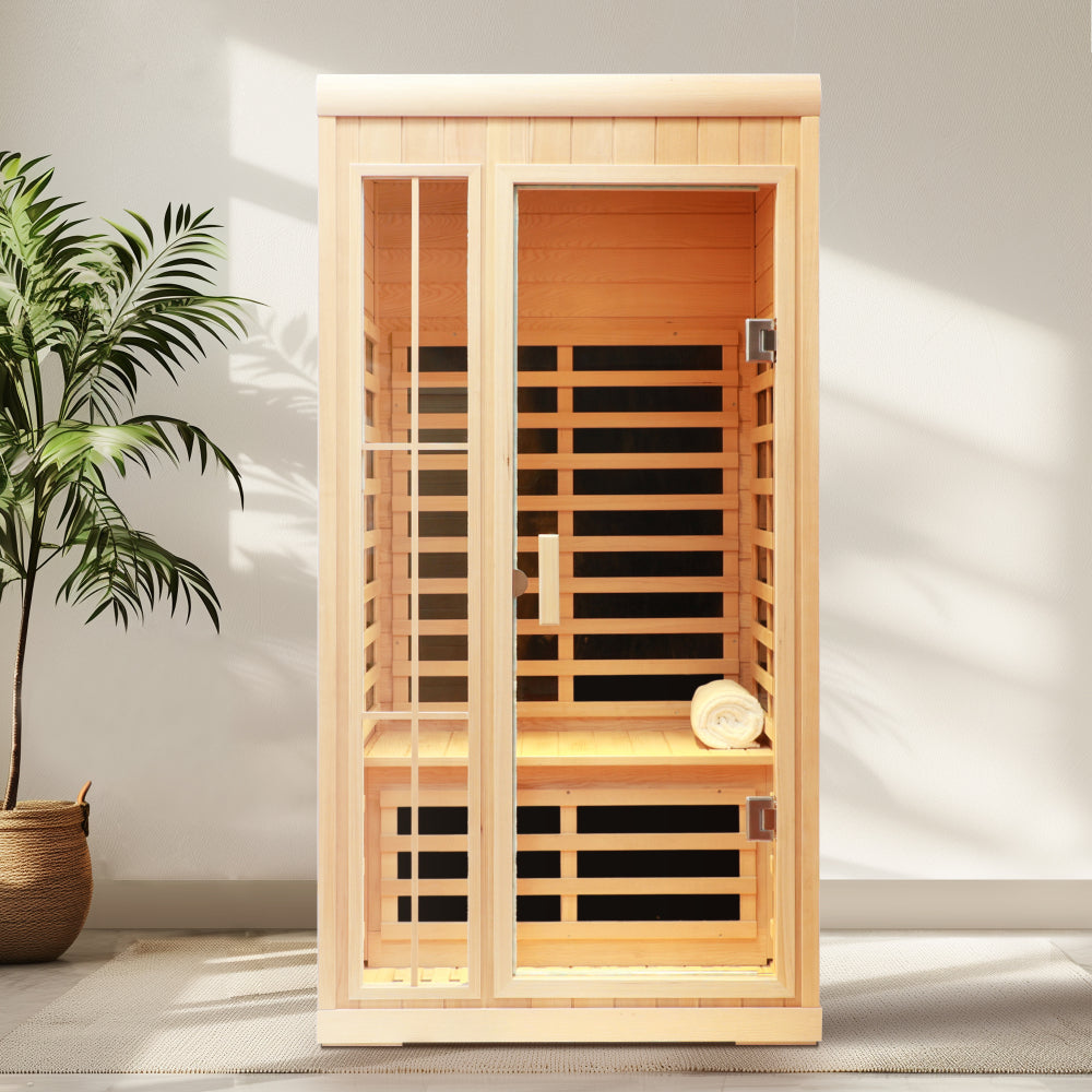 Deluxe version Plus One person  Far infrared Hemlock Sauna  room with LED colour lights