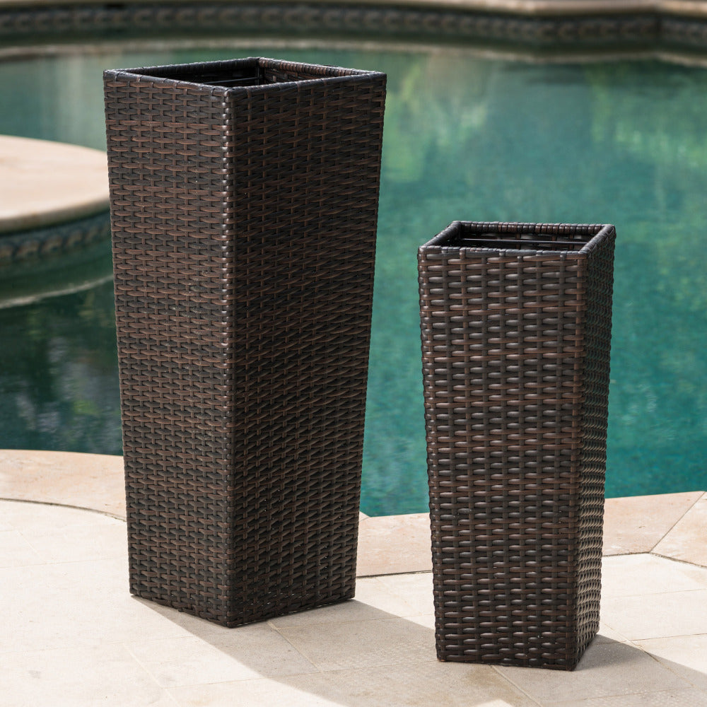 Rattan FLOWER POT - BROWN