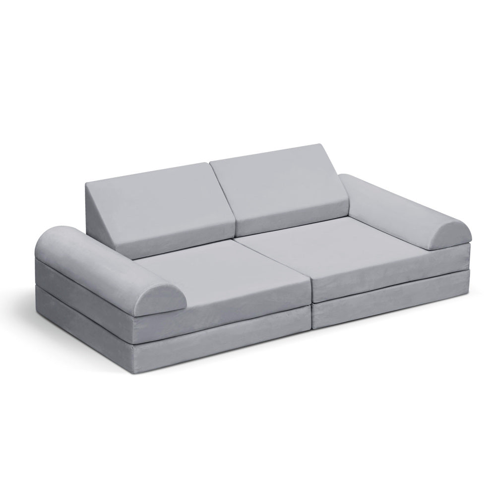 Modular Kids Play Sofa,8-Pieces Convertible Modular Play Sofa Bes for Playroom,Bedroom, Muti-purpose Play Couch for Kids,Grey